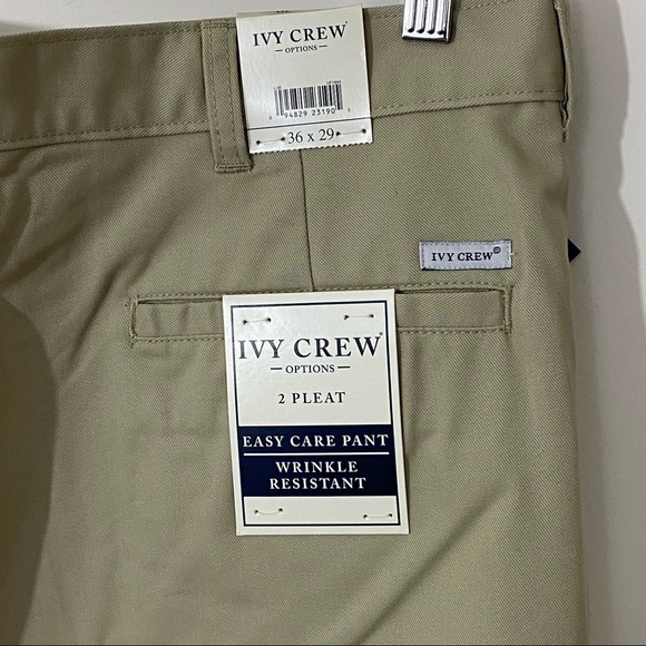 Ivy Crew Men’s 2 Pleat 36X29 Khaki, Business Casual Pants New with Tags - Picture 9 of 9